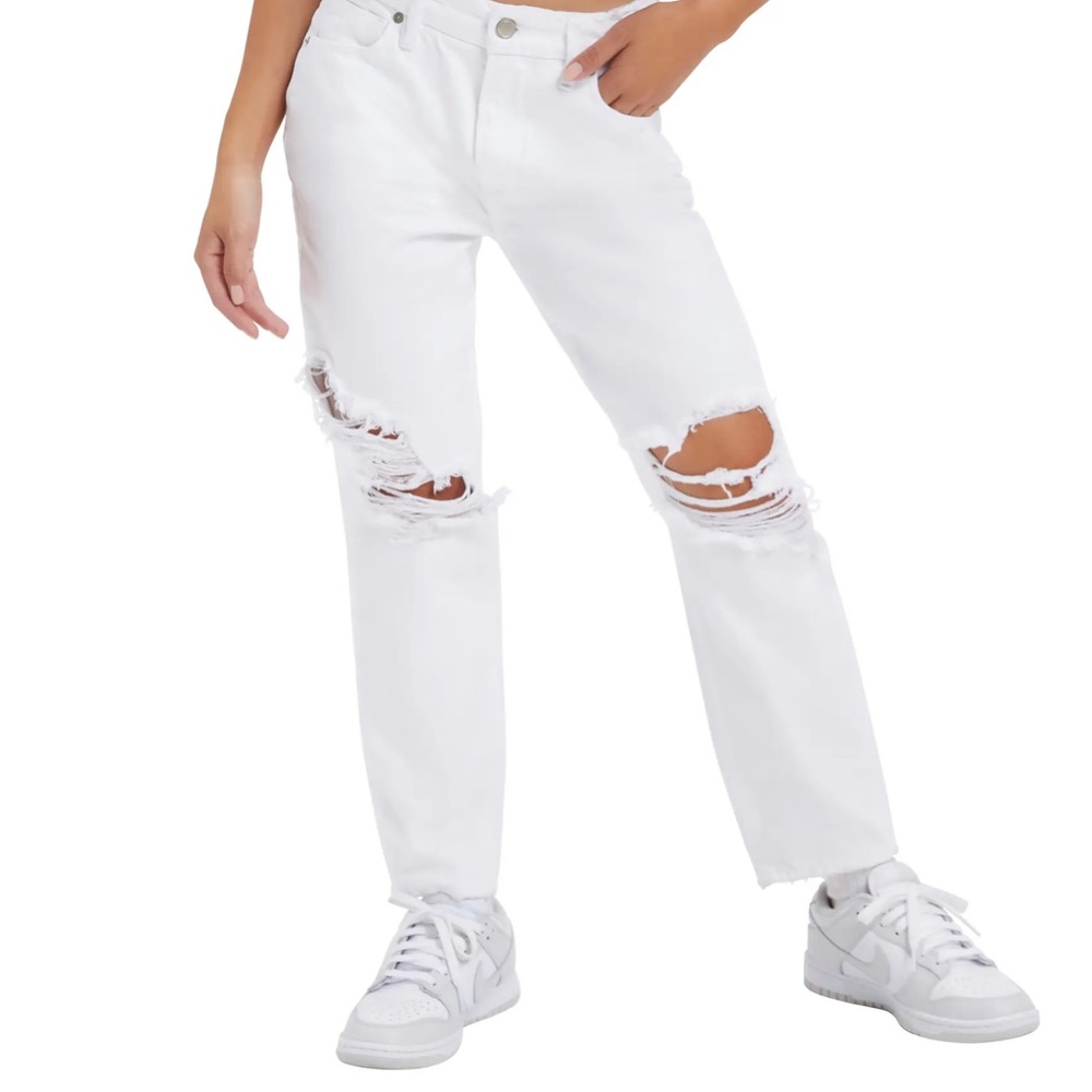 NWT Good American Good Girlfriend Ripped High Waist Ankle Jeans